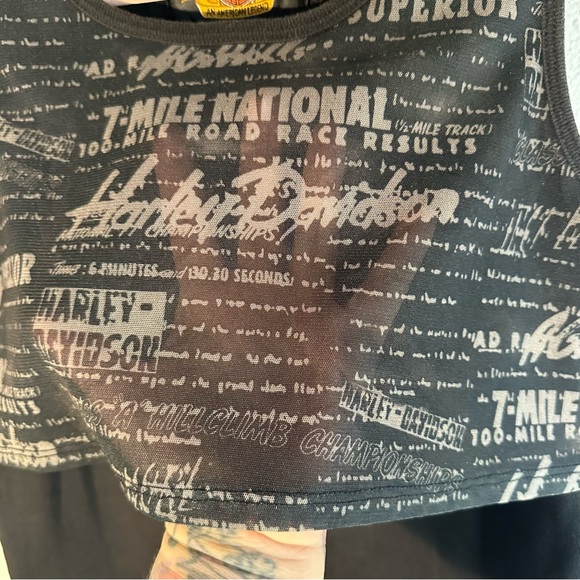 Vintage Harley Davidson Tank W/ Sheer Half Overlay Medium - Picture 4 of 5